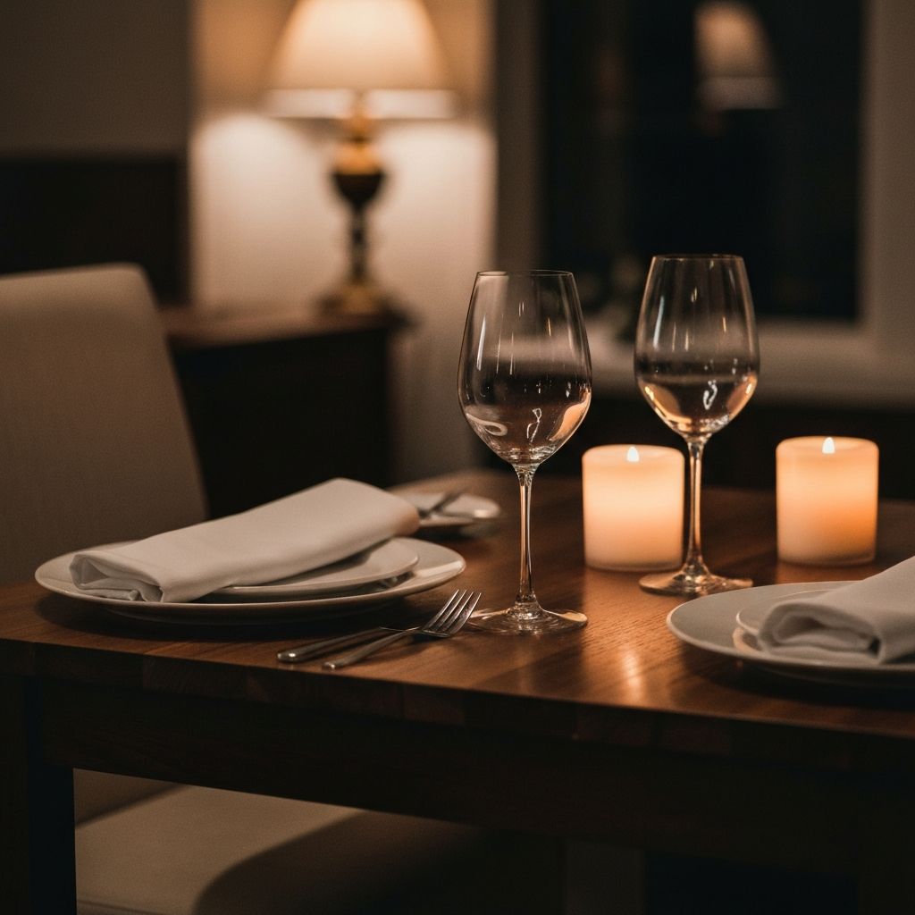 Mesa familiar preparada para almorzar